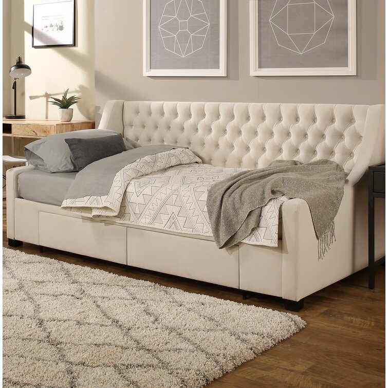 upholstered day bed with storage